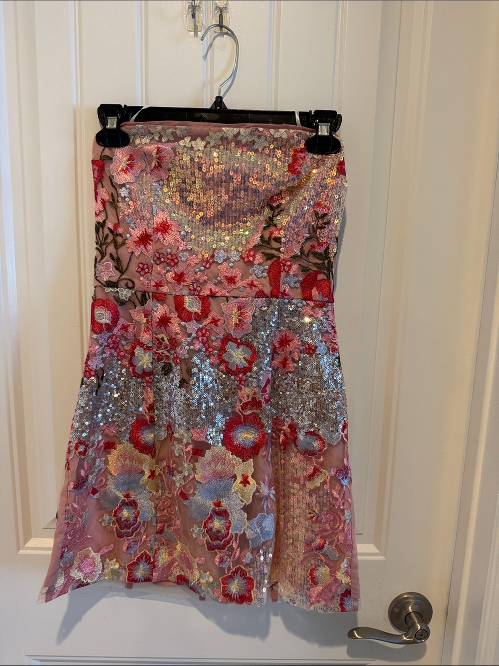 Lulu's Pink Floral Sequin A-Line Dress